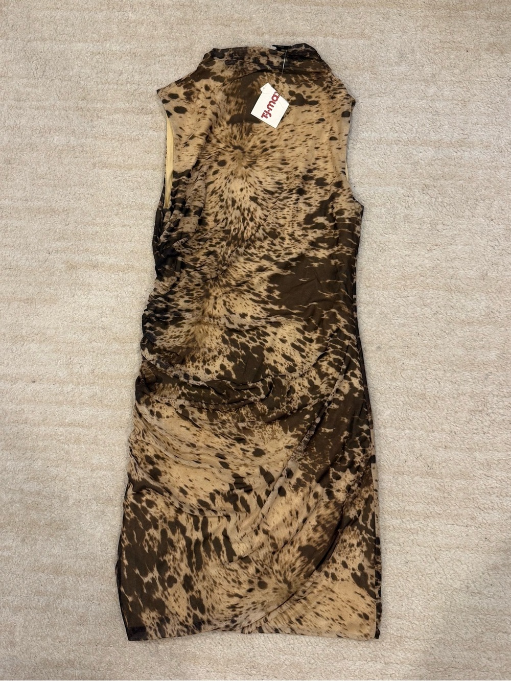House of Harlow 1960 Brown Animal-Print Midi Sheath Dress